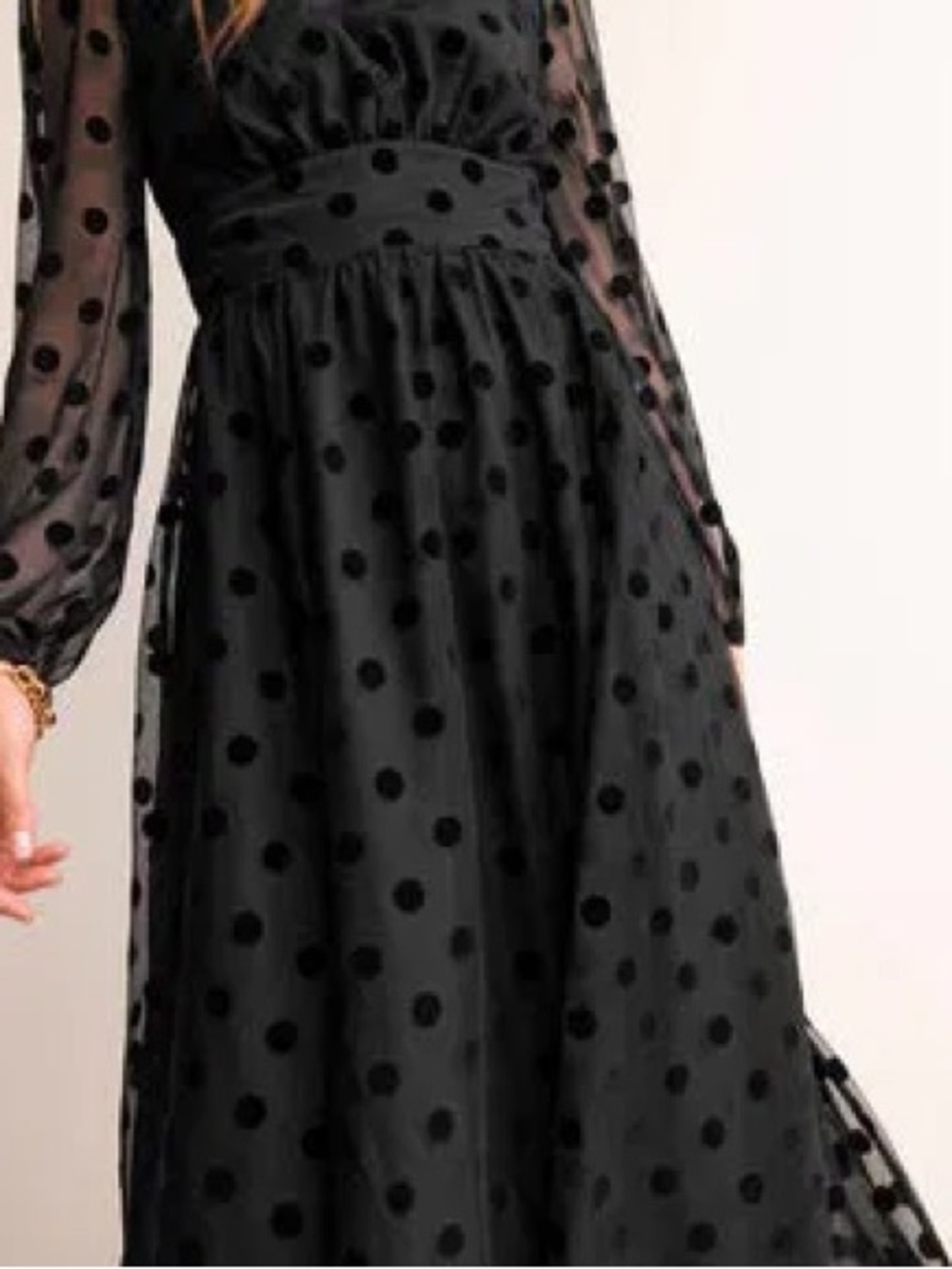 Boden Black Polka Dot Spot Holiday Party Sleeve Christina Tulle Midi Dress 16 18 - Picture 3 of 15